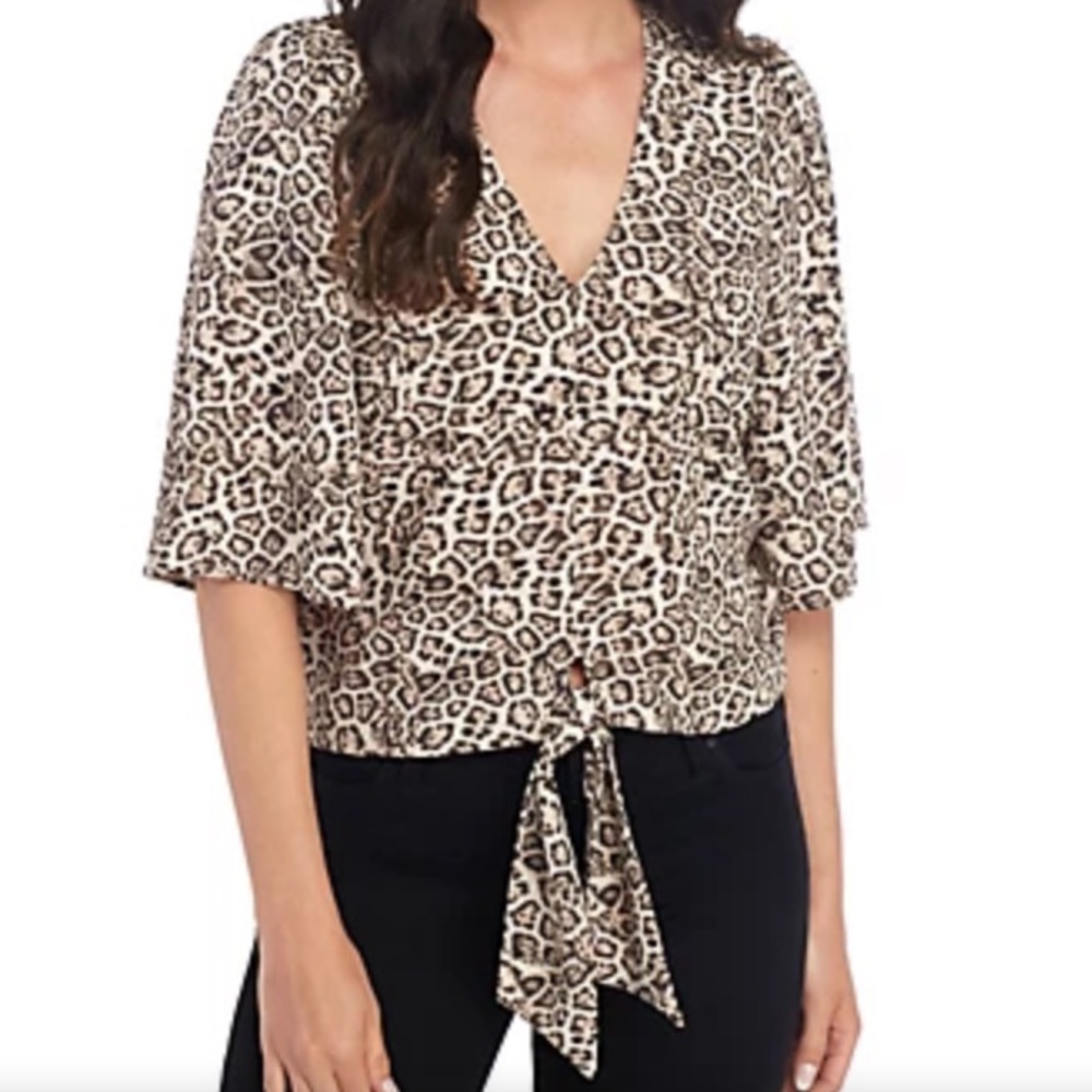 1. State Leopard Tie Front Top Blouse Size XS